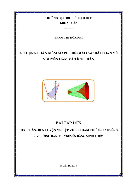 Sử dụng phần mềm Maple để giải các bài toán về nguyên hàm và tích phân