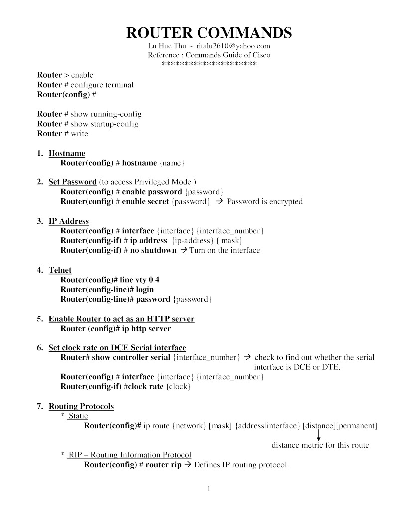 Description Command In Router Các câu lệnh Router - Router Commands