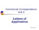 Commercial Correspondence unit 9: Application Letter
