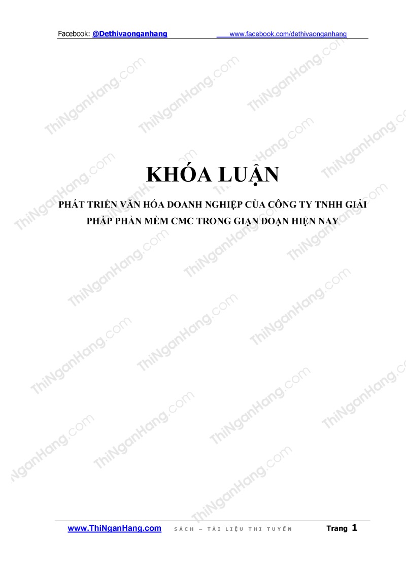 [Khóa luận] Phát Triển Văn Hóa Doanh Nghiệp Của Công Ty TNHH Giải Pháp Phần Mềm CMC Trong Giạn Đoạn Hiện Nay