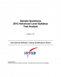 Advanced Level Syllabus Test Analyst - ISTQB (Question -  Answer - Explain)