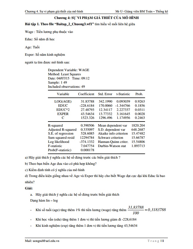Kinh tế lượng  AAA CLASS PDF  PDF
