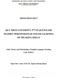[Luận văn thạc sĩ] Quy Nhon university 3rd-year English majors' perceptions of online learning of speaking skills