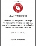 [Luận văn thạc sĩ] tác động của đa dạng hoá thu nhập và thu nhập phi tín dụng đến hiệu quả hoạt động kinh doanh của các Ngân hàng TMCP tại Việt Nam